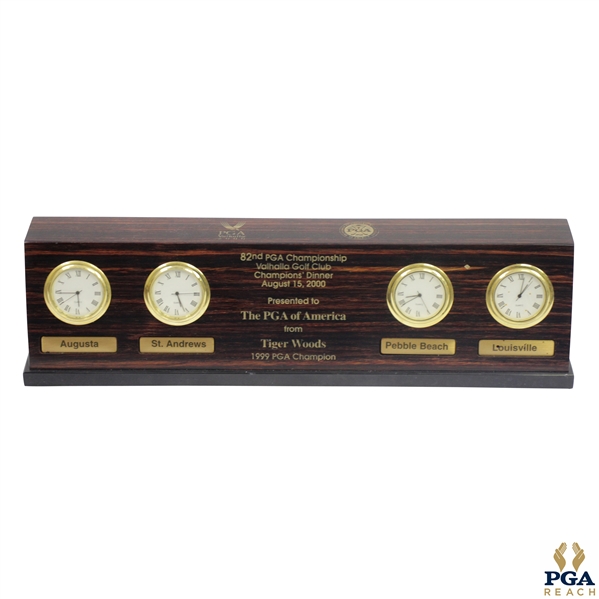 1999 Champion Tiger Woods 2000 PGA at Valhalla Gifted Time Zones Four Image Clock