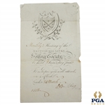 1812 Bruntsfield Links Golfing Society Monthly Meeting Invitation Pamphlet - Mr. Adam Longmore