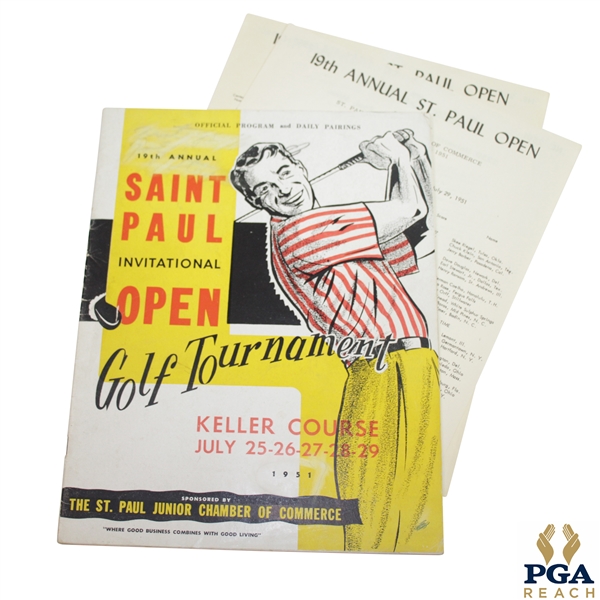 Multi-Signed 1951 St Paul Open Inv. Program with Pairing Sheets - Demaret, Snead, Mangrum, & more JSA ALOA