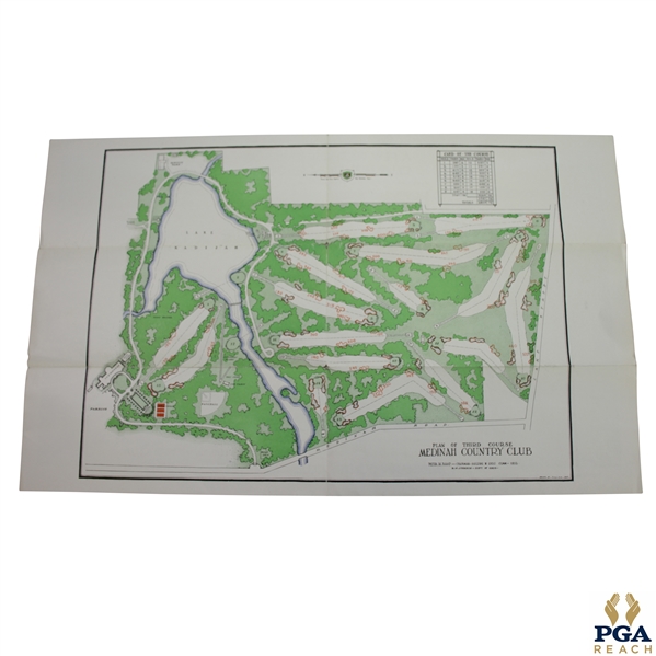 1932 Medinah Country Club Plan of the Third Course Map with Photos on Reverse