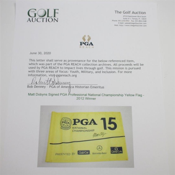 Matt Dobyns Signed PGA Professional National Championship Yellow Flag - 2012 Winner
