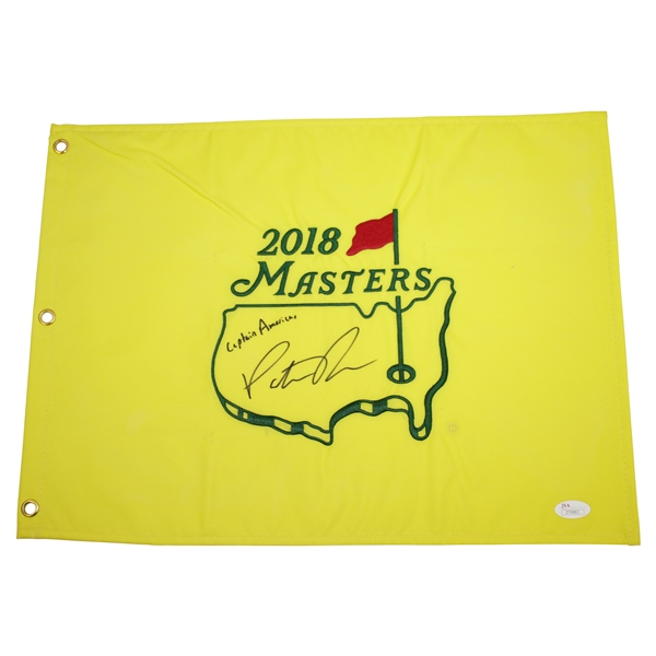 Patrick Reed Signed 2018 Masters Embroidered Flag with Captain America JSA FULL #Z70883