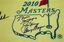 Big Three Plus Phil Mickelson (Winner) Signed 2010 Masters Flag with Personalization JSA ALOA