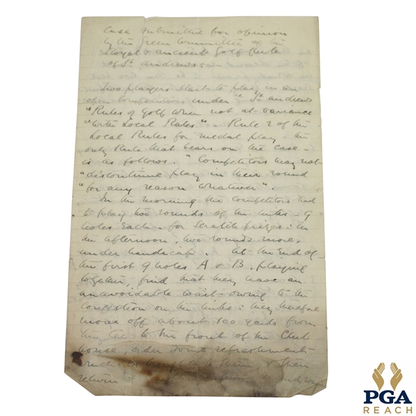 1893 Handwritten Signed Letter by H.S.C. Everard regarding Cannes Golf Club Ruling - March 20th