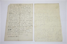 1893 Handwritten Letter Regarding Cannes Golf Club Ruling - March 19th