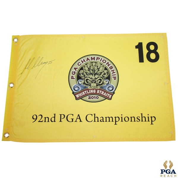 Martin Kaymer Signed 2010 PGA Championship at Whistling Straits Screen Flag JSA ALOA