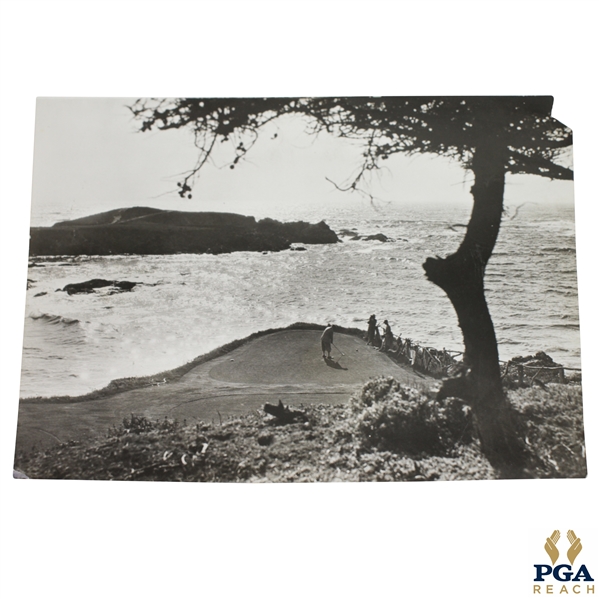 Original 1931 Cypress Point 9x7 Wire Photo of 16th Tee The Way It Was