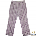 Paul Hahns Personal Worn Di Fini Double Knit Polyester Mens Purple Geometric Pattern Golf Pants