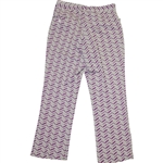 Paul Hahn's Personal Worn Di Fini Double Knit Polyester Men's Purple Geometric Pattern Golf Pants