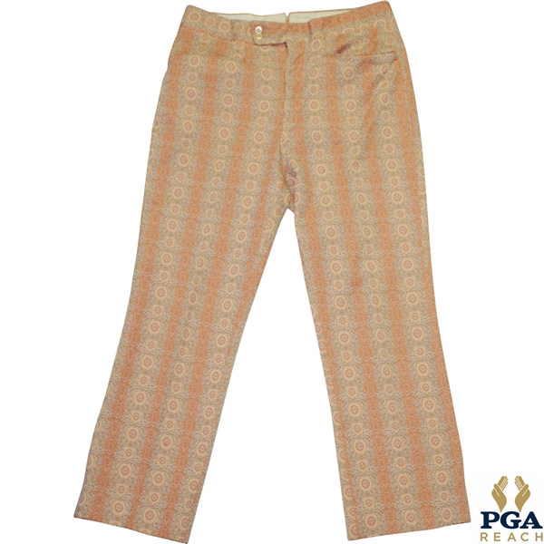 Paul Hahn's Personal Worn Di Fini Double Knit Polyester Men's Orange Flower Pattern Golf Pants