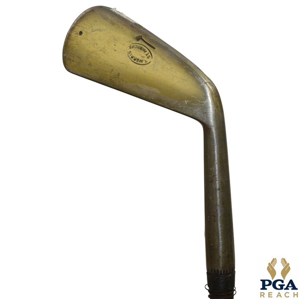 Circa 1885 Tom Stewart Tom Morris Smooth Face Iron with Pipe & Dot Punch Head Stamp 