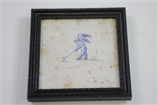 Two Delft Golf Decorated Porcelain Tiles with Black Frames