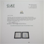 Two Delft Golf Decorated Porcelain Tiles with Black Frames