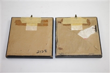 Two Delft Golf Decorated Porcelain Tiles with Black Frames
