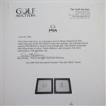 Two Delft Golf Decorated Porcelain Tiles with Black Frames