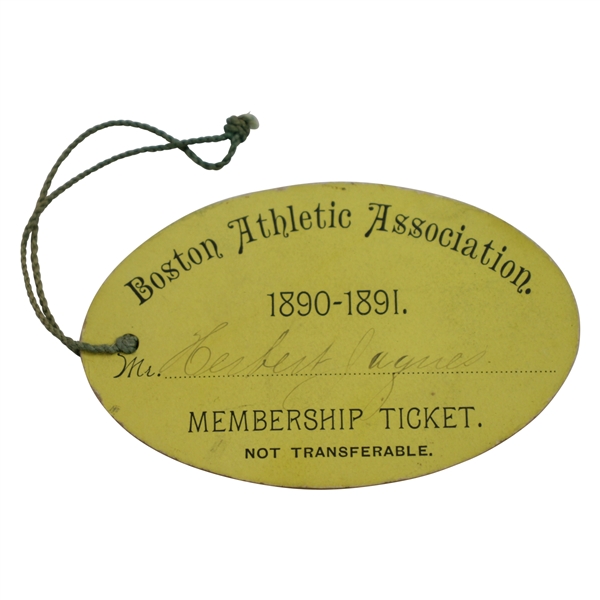 1890-1891 Boston Athletic Association Membership Ticket Issued to USGA President Herbert Jacques
