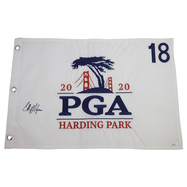 Collin Morikawa Signed 2020 PGA Championship at Harding Park Embroidered Flag JSA #HH26988