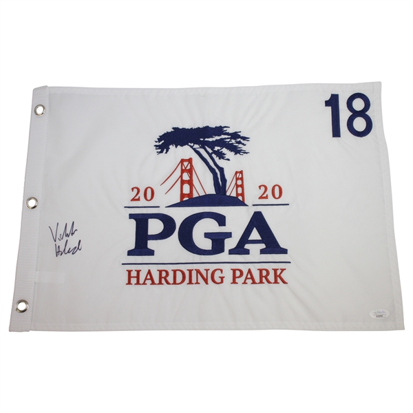 Viktor Hovland Signed 2020 PGA Championship at Harding Park Embroidered Flag JSA #HH26985