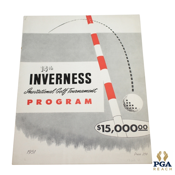 1951 Inverness Inv. Golf Tournament 14th Annual Official Program