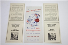 1946 US Open at Canterbury Official Scorecards, Pamphlet, House Badge, Pairing Sheets, & Entry Form