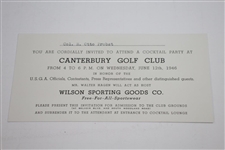 1946 US Open at Canterbury Guest Badge, Admission Tickets, Cocktail Invite, & Correspondence