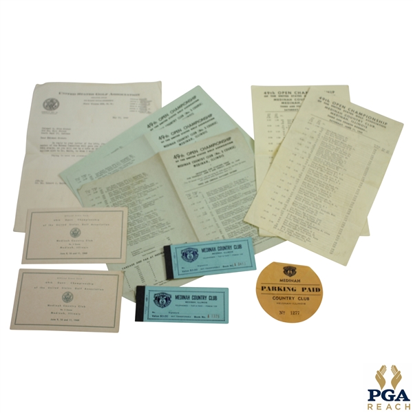 1949 US Open at Medinah Country Club Pairing Sheets, Parking, Scorecards, & Correspondence