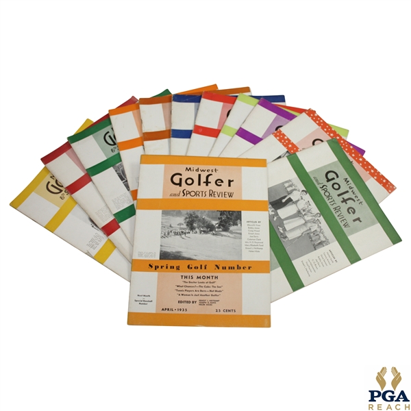 1935 Midwest Golfer & Club Review (Chicago Golfer & CC Review) Golf Magazines - Twelve (12)