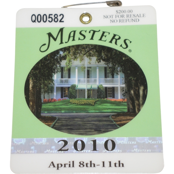2010 Masters Tournament Series Badge #Q00582 - Phil Mickelson Winner
