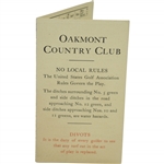 1908 Oakmont Country Club Official Scorecard with Stymie Gauge