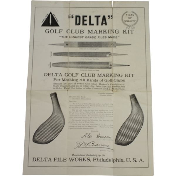 1915 Delta Highest Grade Files Golf Club Marking Kit Advertisement - Duncan & Barnes