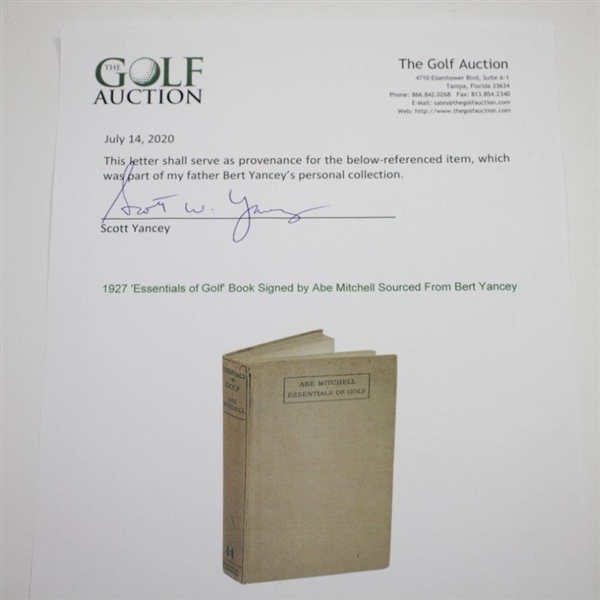 1927 'Essentials of Golf' Book Signed by Abe Mitchell  Sourced From Bert Yancey JSA ALOA