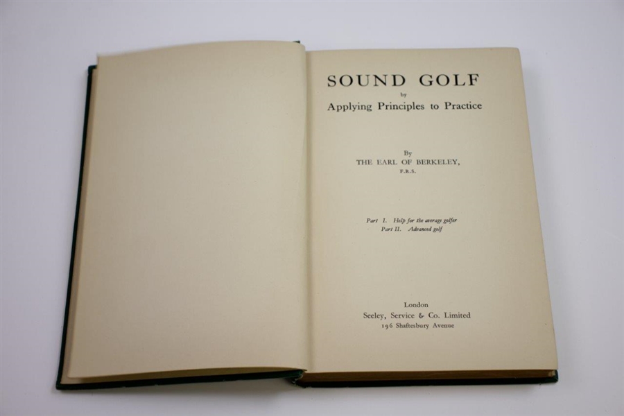 1936 'Sound Golf by Applying Principles to Practice' Book by The Earl of Berkeley Sourced From Bert Yancey