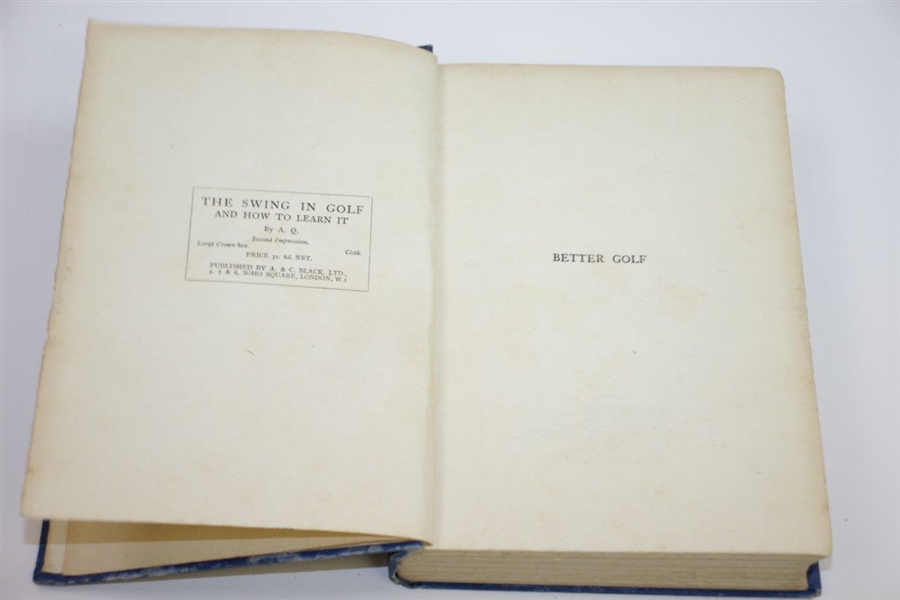 1926 'Better Golf' Book by Percy Alliss Sourced From Bert Yancey