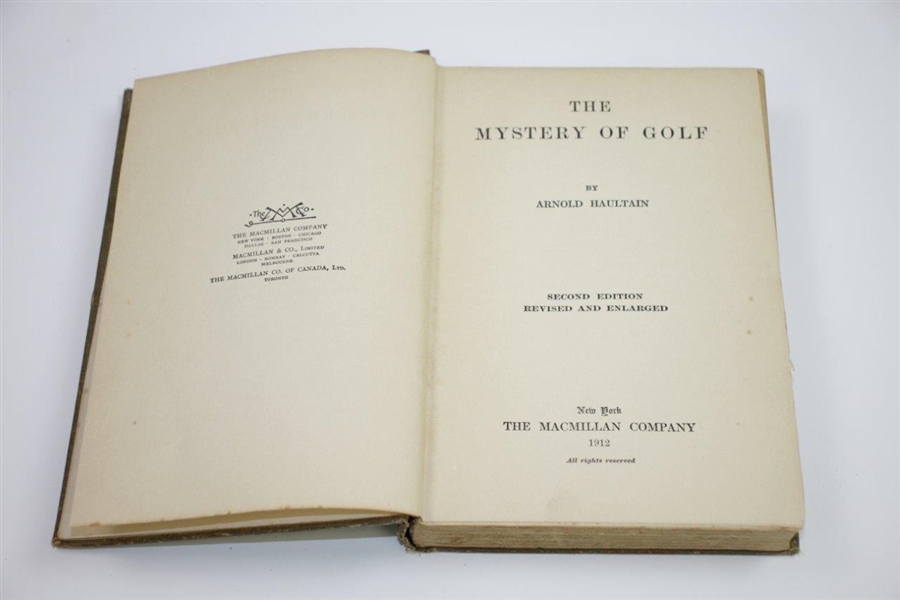 1912 'The Mystery of Golf' Second Edition Book by Arnold Haultain Sourced From Bert Yancey