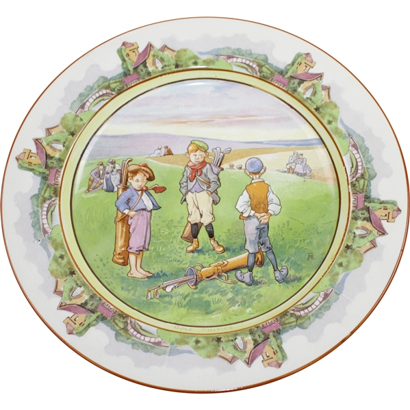 Circa 1900 Hanley England 'Golf Critics' China Plate - 10 1/4 diameter