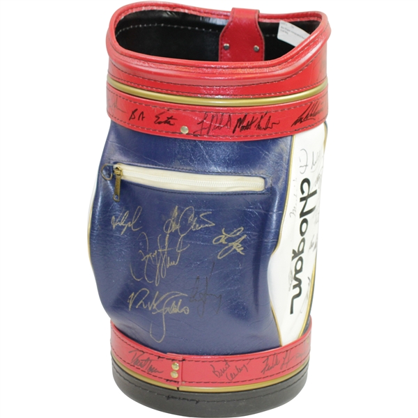 Payne, Nelson, & Dozens others Signed Hogan Co. Red/White/Blue Den Golf Bag JSA ALOA