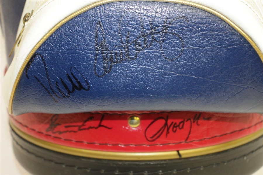 Payne, Nelson, & Dozens others Signed Hogan Co. Red/White/Blue Den Golf Bag JSA ALOA