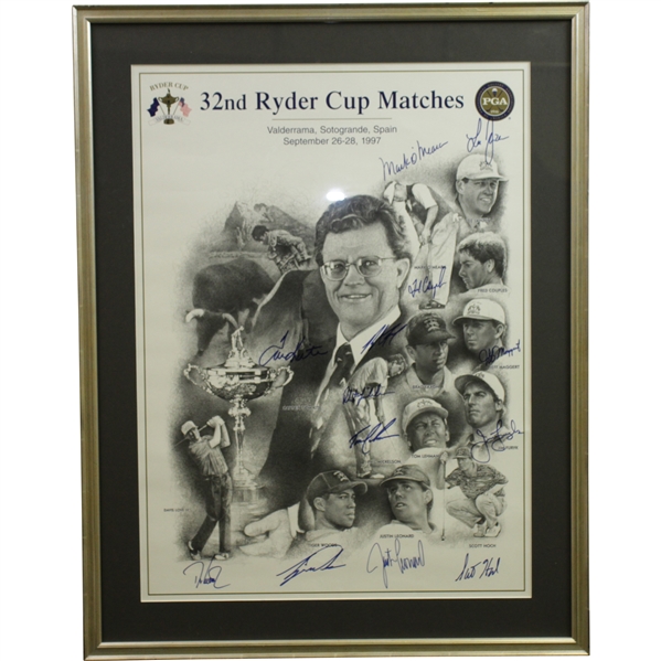 1997 Ryder Cup Matches at Valderrama US Team & Captain Signed Poster JSA ALOA