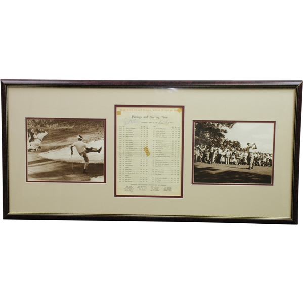 Ben Hogan & Arnold Palmer Signed 1964 Masters Sunday Rd Pairing Sheet Display JSA ALOA
