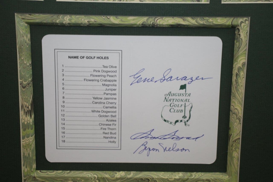 Sam Snead, Byron Nelson, & Gene Sarazen Signed Augusta National Scorecard with Display JSA ALOA