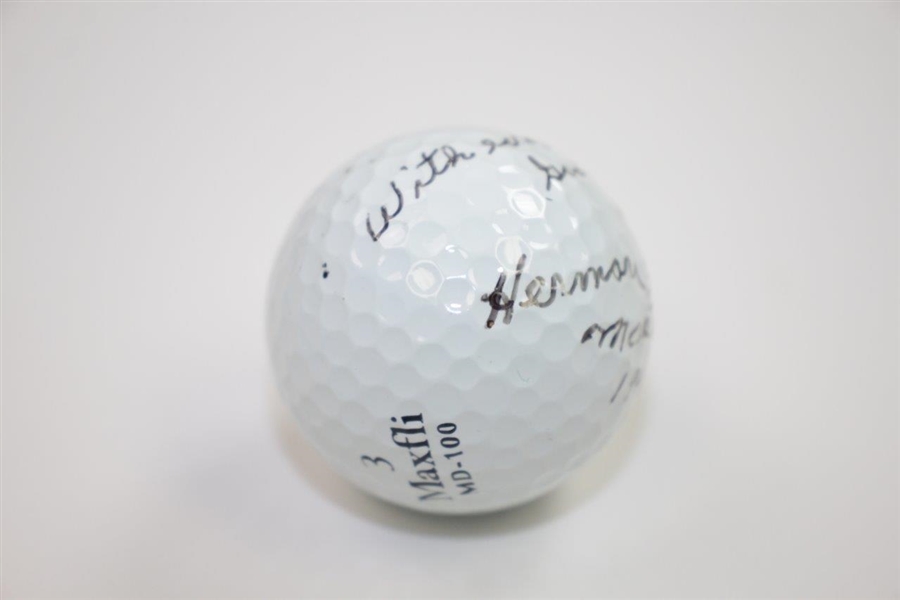 Herman Keiser Signed Golf Ball with 'Masters 1946' & 'With every good wish' Notation JSA ALOA