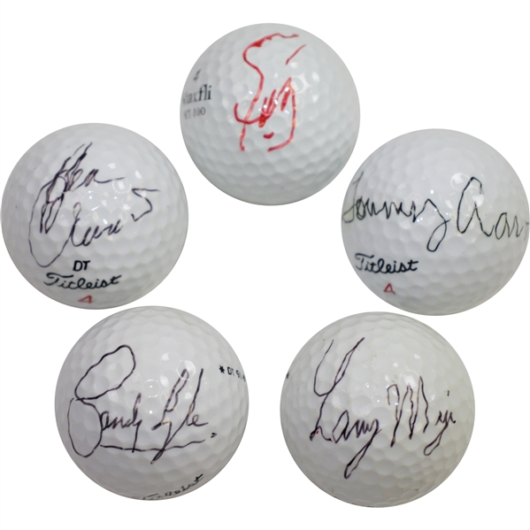 Masters Champs Zoeller, Crenshaw, Lyle, Aaron, & Mize Signed Golf Balls JSA ALOA