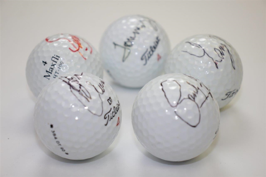 Masters Champs Zoeller, Crenshaw, Lyle, Aaron, & Mize Signed Golf Balls JSA ALOA