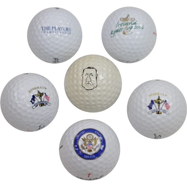 Ryder Cup(2), US Senate, The Players, Ireland Ryder Cup, & Spiro Agnew Logo Golf Balls