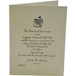Bobby Wadkins 1981 Masters Tournament Invitation from Augusta National Golf Club