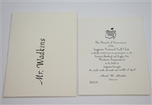 Bobby Wadkins' 1981 Masters Tournament Invitation from Augusta National Golf Club