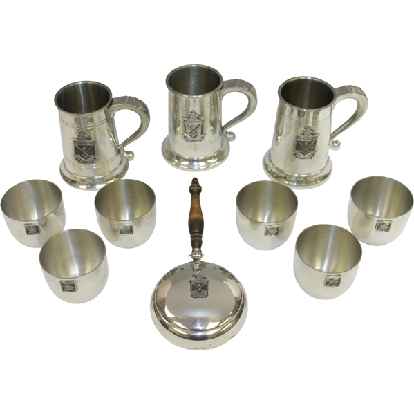 10 Piece Anheuser Busch Golf Classic Pewter Set of Steins, Cups, & other - Bobby Wadkins Collection