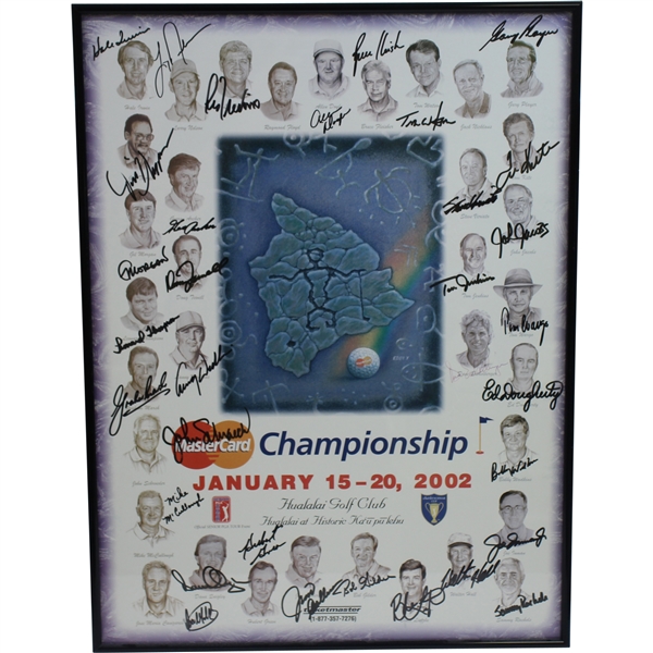 Multi-Signed 2002 MasterCard Championship at Hualalai GC Poster - Bobby Wadkins Collection JSA ALOA