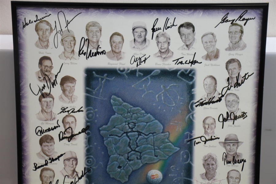 Multi-Signed 2002 MasterCard Championship at Hualalai GC Poster - Bobby Wadkins Collection JSA ALOA