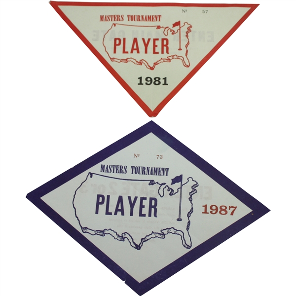 1981 (No. 57) & 1987 (No. 73) Masters tournament Player Parking Passes - Bobby Wadkins Collection